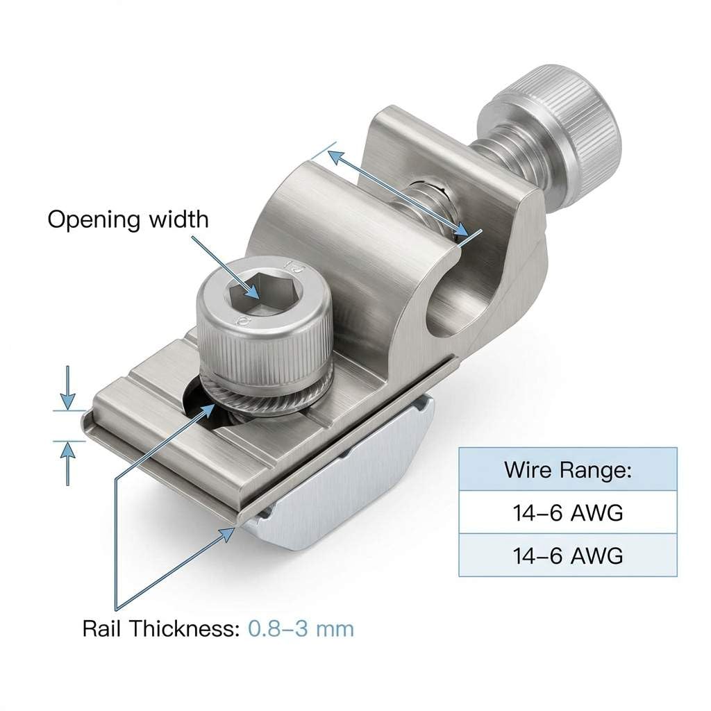 Grounding Lug 6.7mm – Aluminium Alloy Rail Connector for Solar Roof, Ground Mount & Carport Systems - Image 5