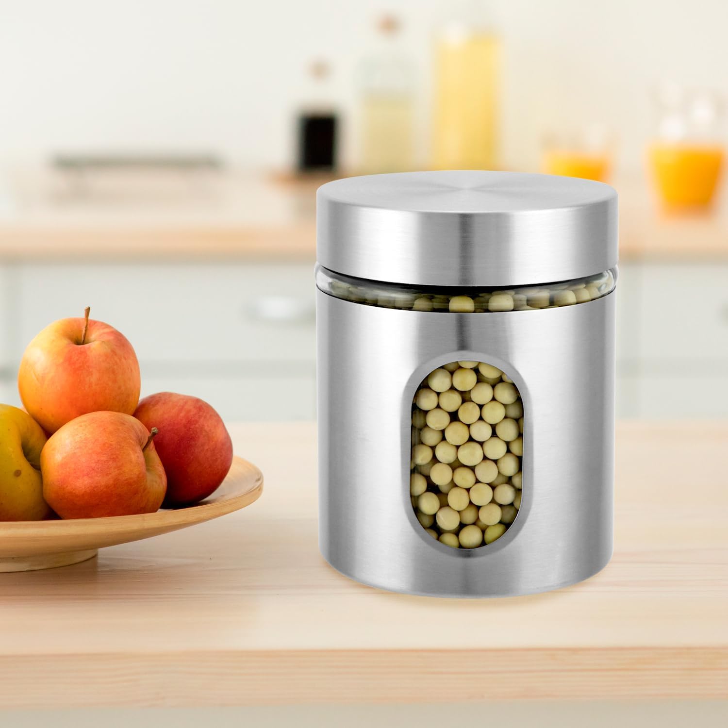6 Pack 20 oz Stainless Steel Glass Kitchen Canisters Set, Airtight Food Storage Containers with Window, for Flour Cookies Spices Grains - Image 8