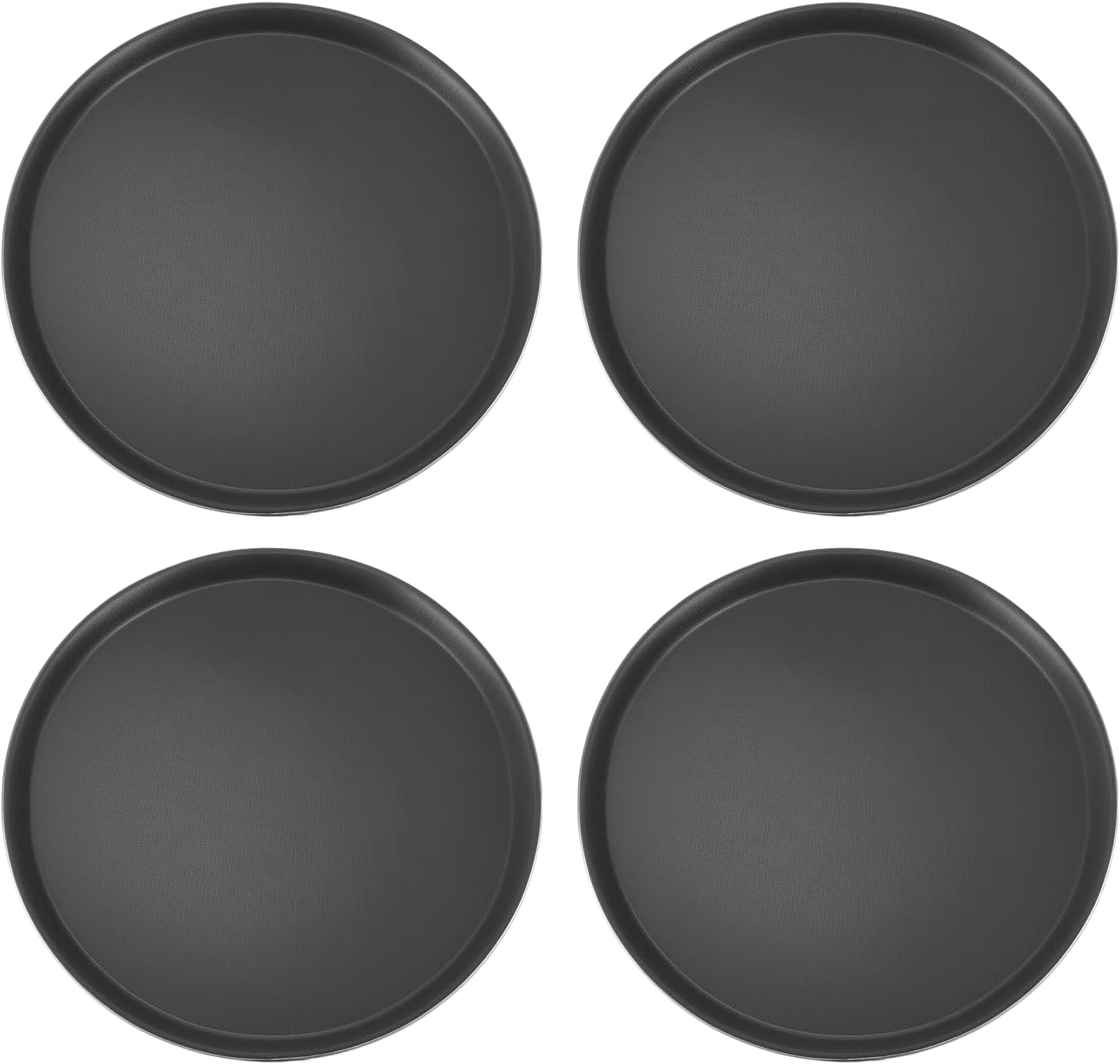 16-Inch Round Non-Slip Serving Trays – 4 Pack Rubber Surface Plastic Tray Set for Restaurant, Café & Bar - Image 1