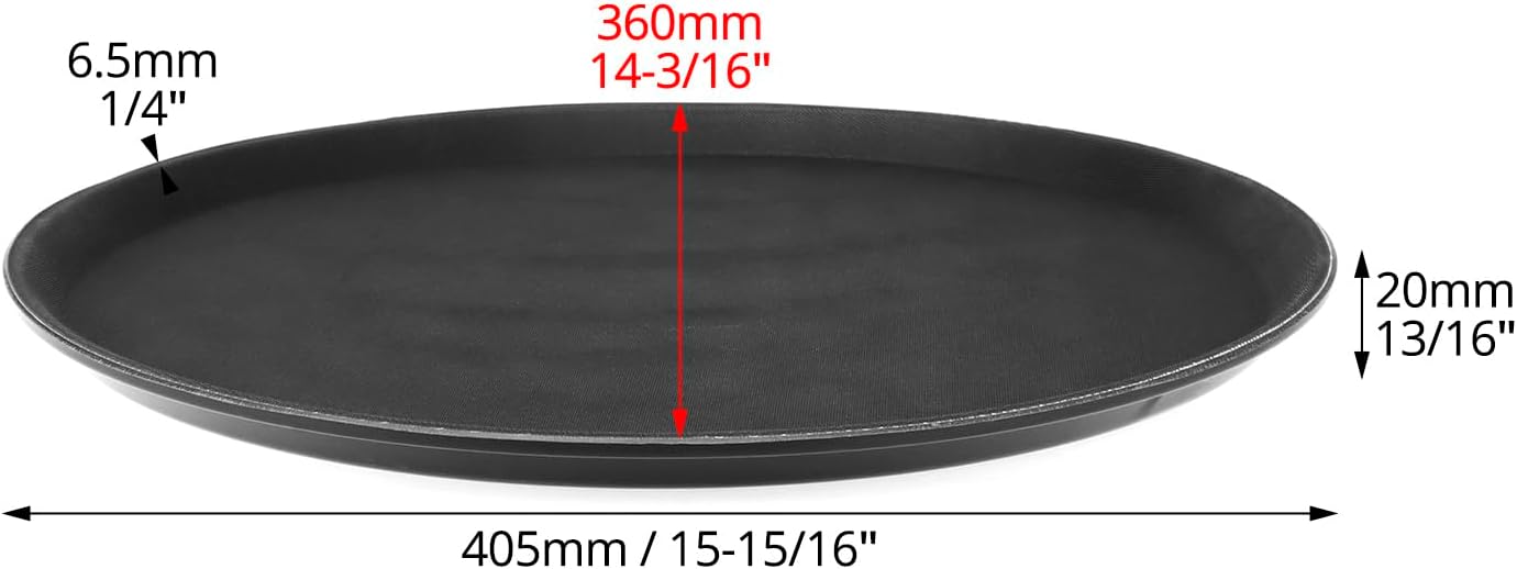 16-Inch Round Non-Slip Serving Trays – 4 Pack Rubber Surface Plastic Tray Set for Restaurant, Café & Bar - Image 3