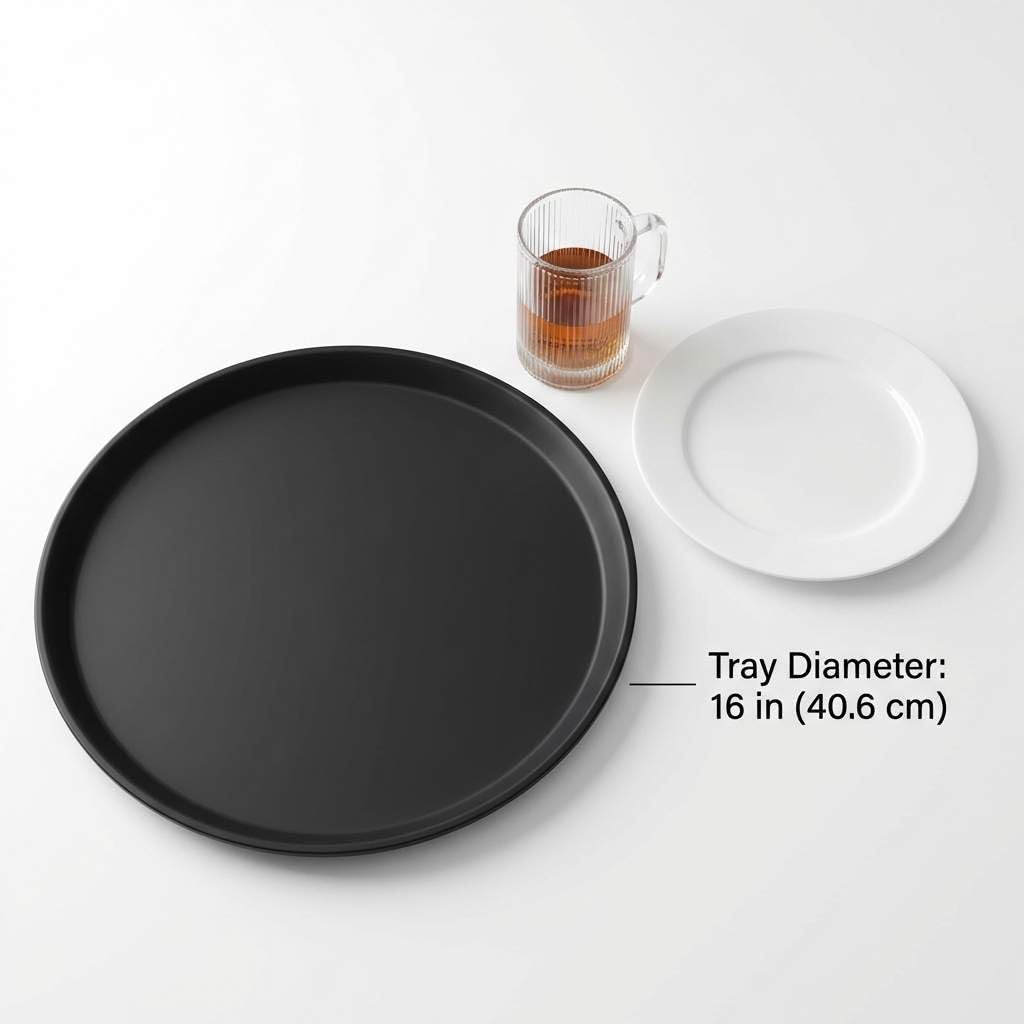 16-Inch Round Non-Slip Serving Trays – 4 Pack Rubber Surface Plastic Tray Set for Restaurant, Café & Bar - Image 4