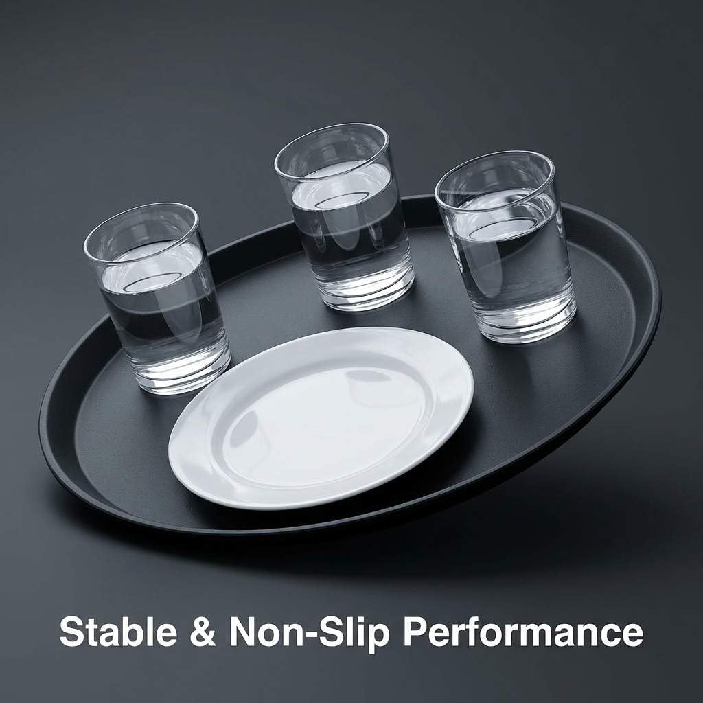16-Inch Round Non-Slip Serving Trays – 4 Pack Rubber Surface Plastic Tray Set for Restaurant, Café & Bar - Image 6