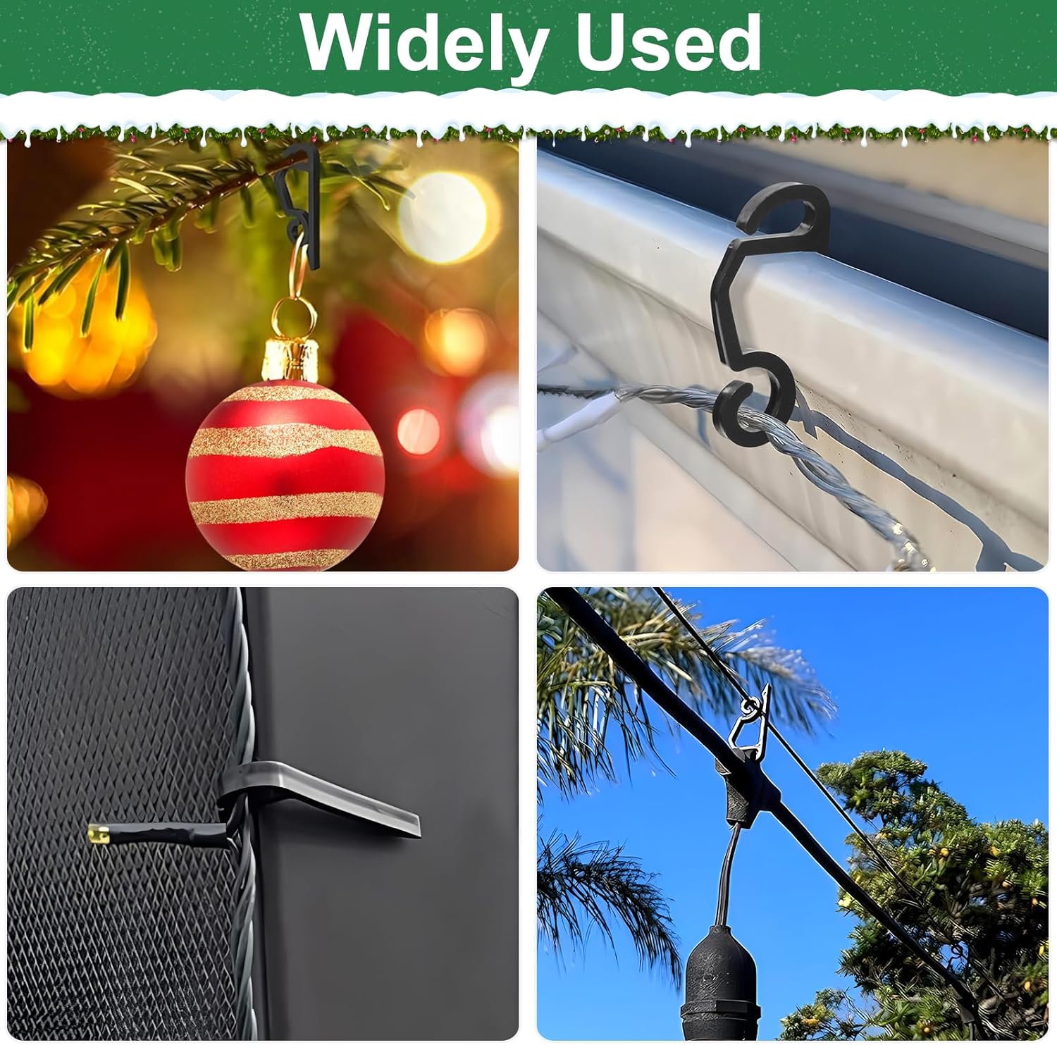 Christmas Light Clips Outdoor - 200 Pcs Holiday Lights Clip Plastic Gutter Hooks Outside Xmas Light Hangers for Hanging Christmas Halloween Decor (Black) - Image 4