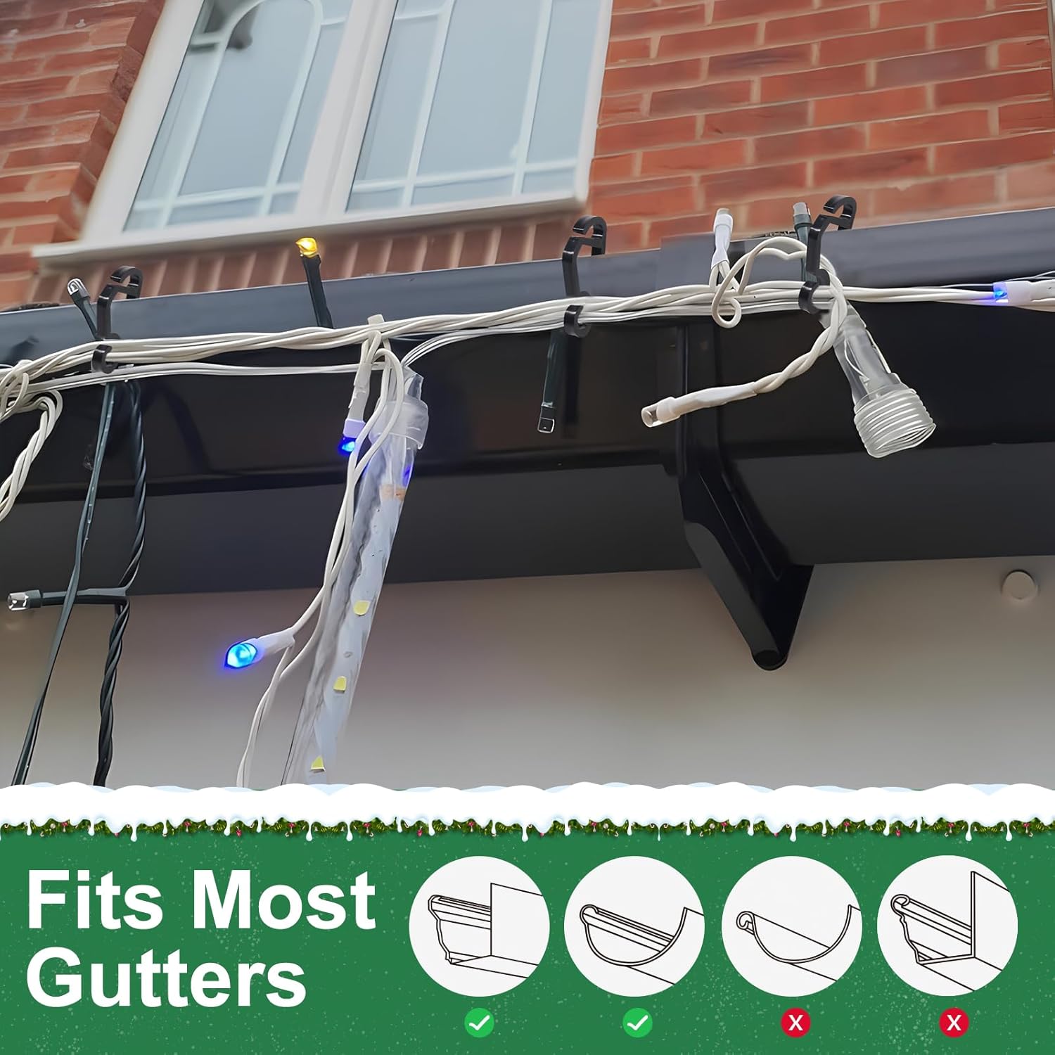 Christmas Light Clips Outdoor - 200 Pcs Holiday Lights Clip Plastic Gutter Hooks Outside Xmas Light Hangers for Hanging Christmas Halloween Decor (Black) - Image 6
