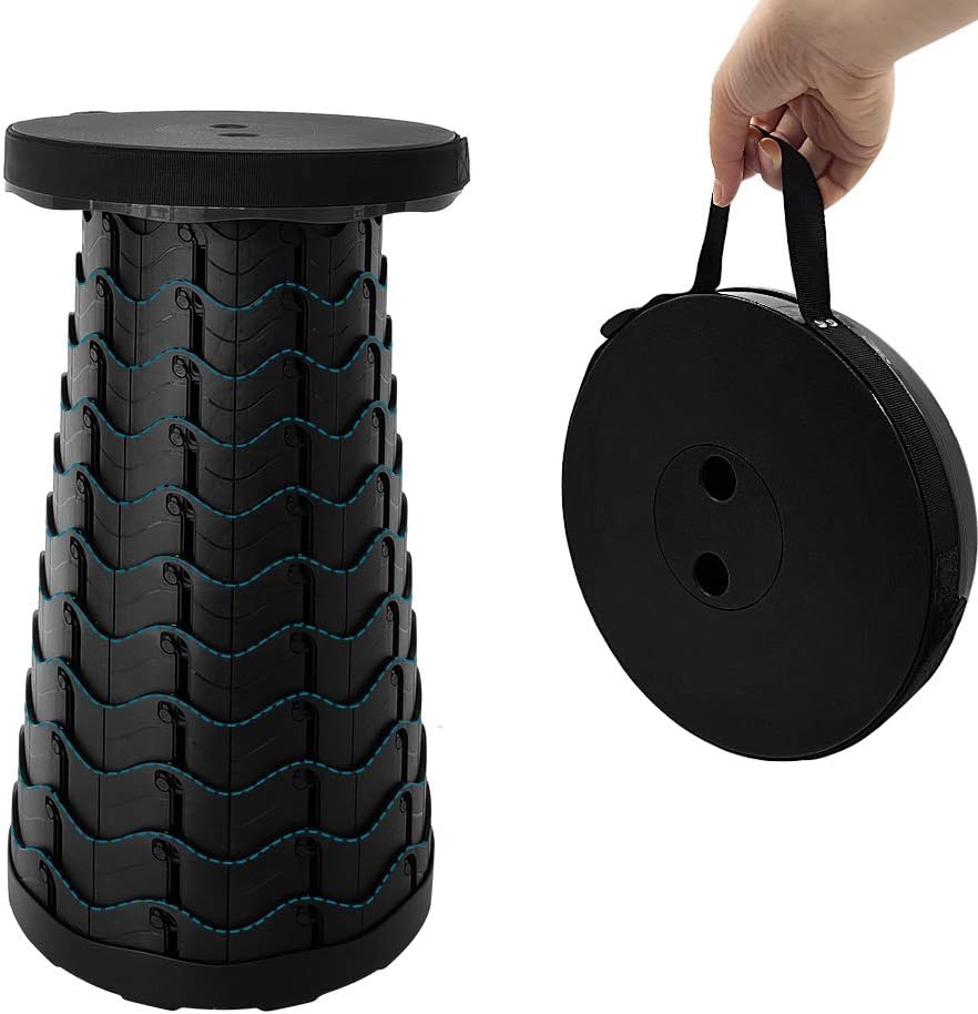 Retractable Folding Stool Upgraded, Portable Lightweight Collapsible Stool Telescoping Chair Seat Adjustable Height with Load 400 lbs for Adult Camping Travel Fishing Outdoor - Image 1