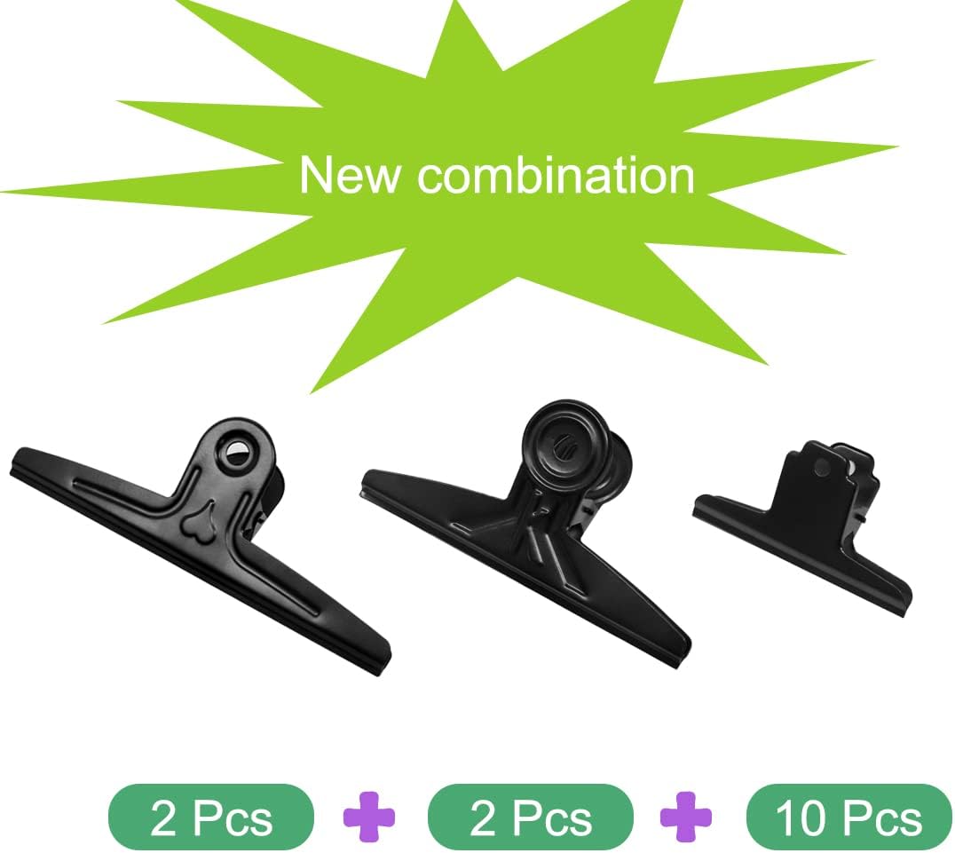 Large Bull Clips Black, 14 Pcs XL Steel Binder Paper Clips Clamps for Office, Drawing Board, Food Bags (Square) - Image 2