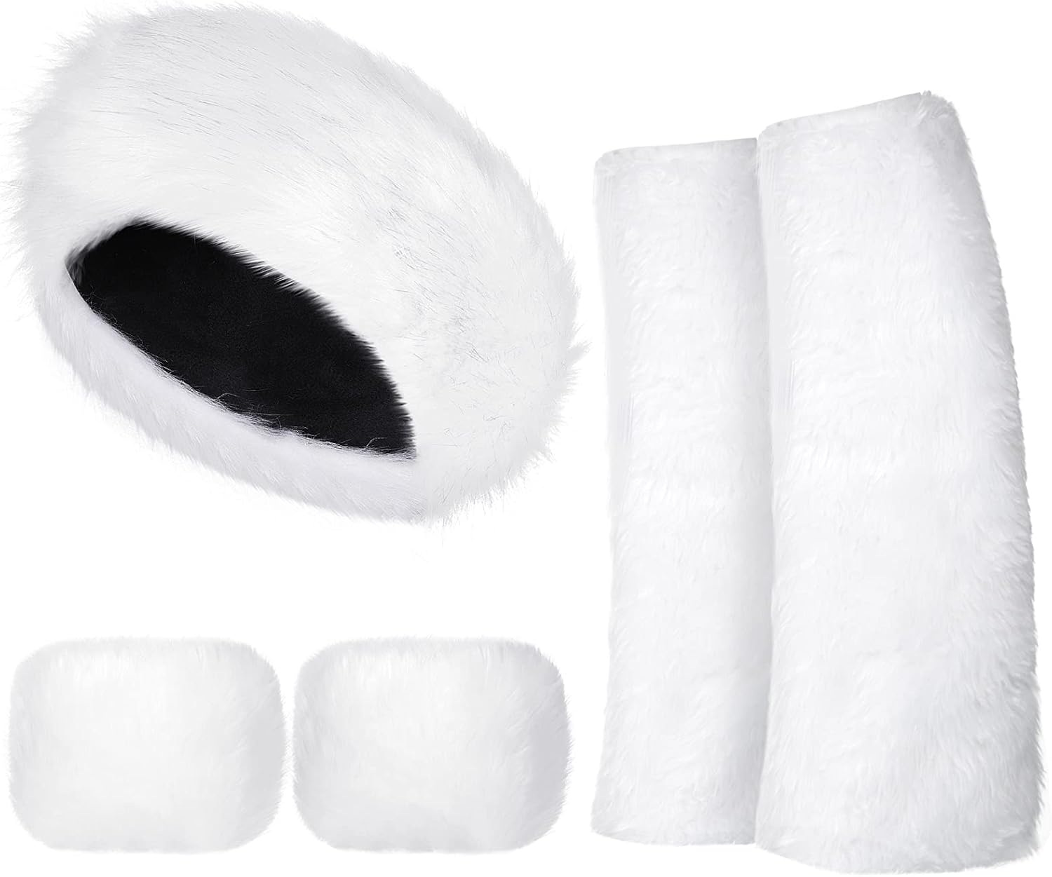 3 Pieces Faux Fur Headband Set Ear Warmer Headwrap Furry Wrist Cuff Leg Warmers Boot Cuff Accessories for Girls - Image 1