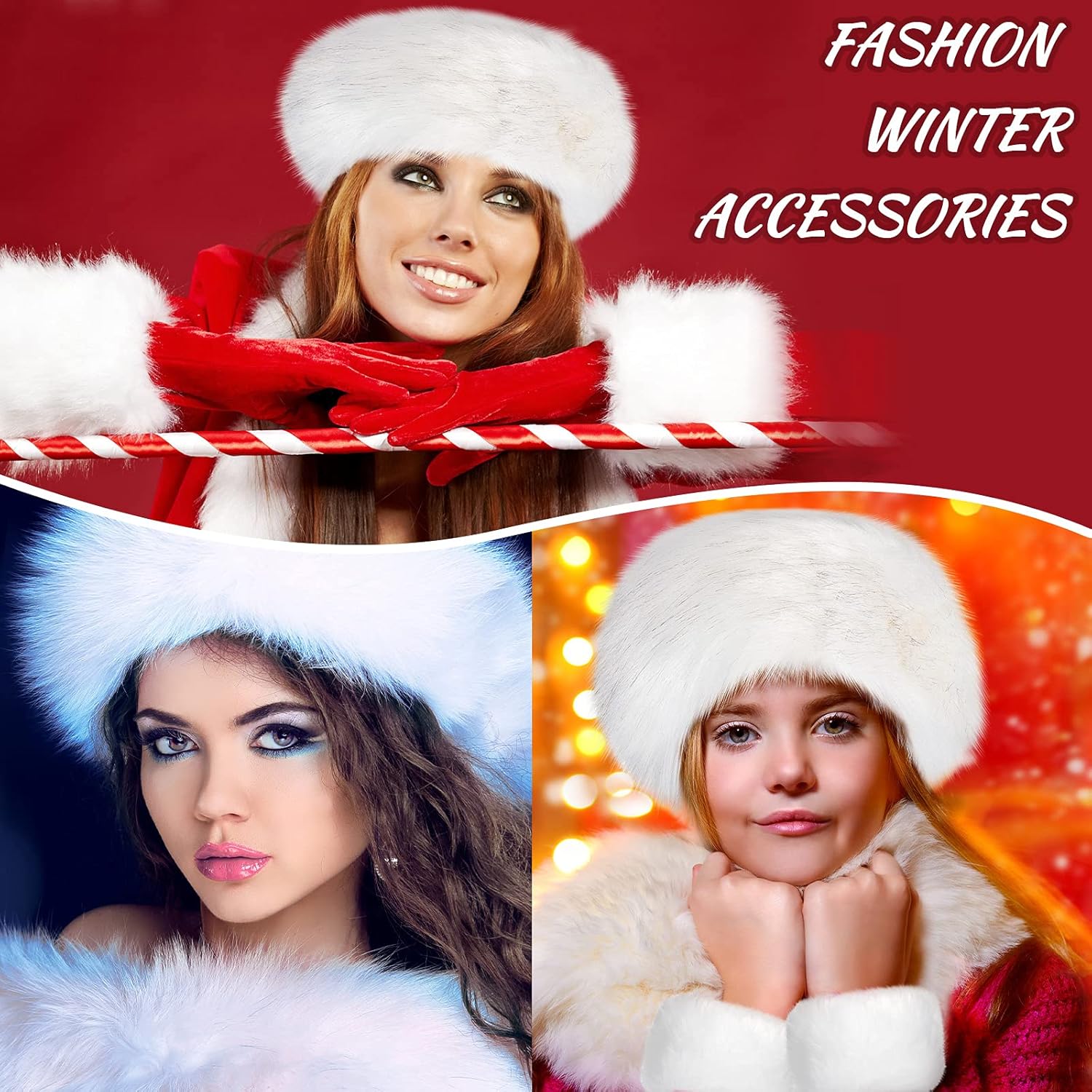 3 Pieces Faux Fur Headband Set Ear Warmer Headwrap Furry Wrist Cuff Leg Warmers Boot Cuff Accessories for Girls - Image 7