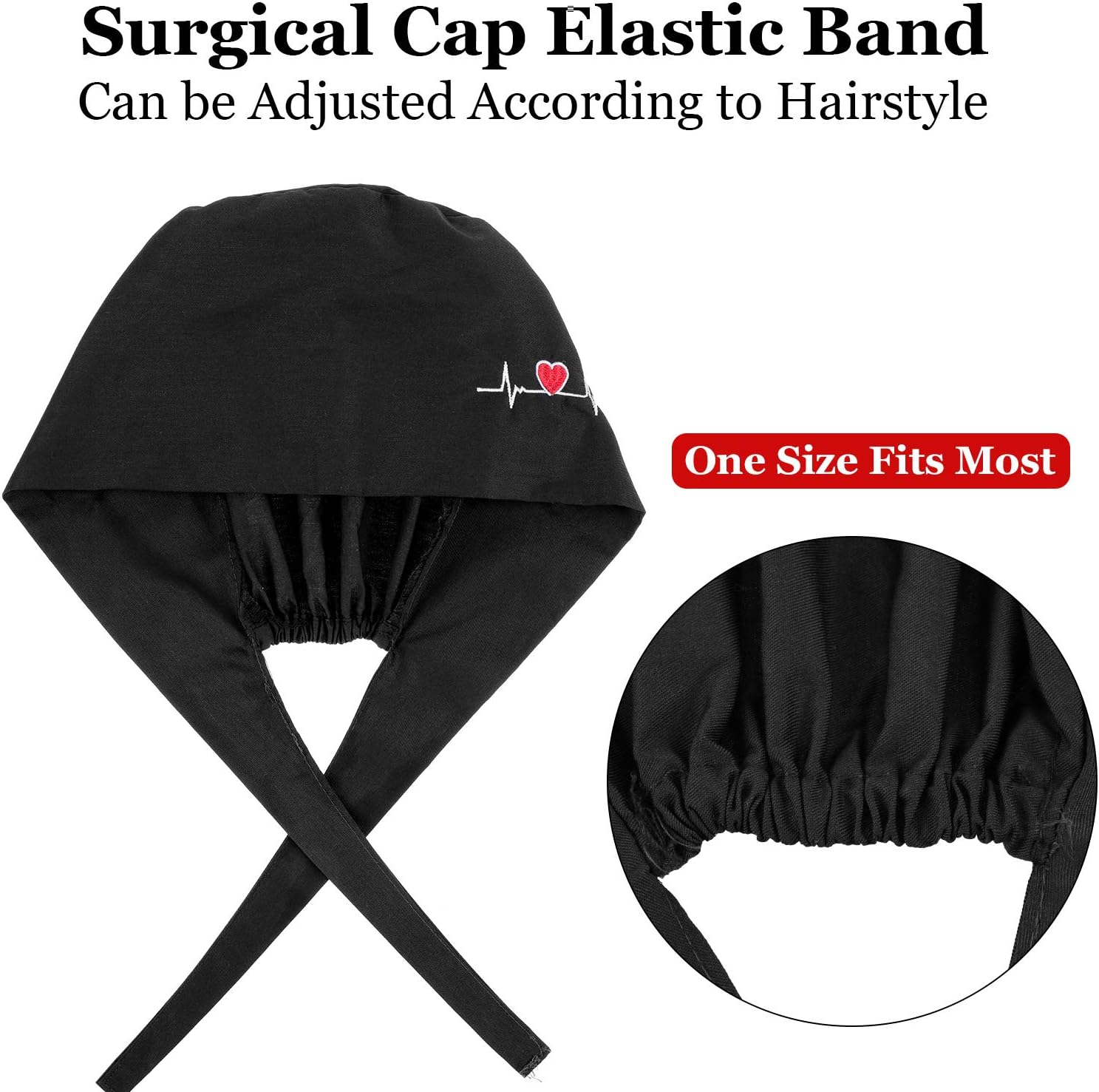 4 Pieces Working Cap with Buttons, Unisex Bouffant Working Hat with Adjustable Sweatband - Image 5