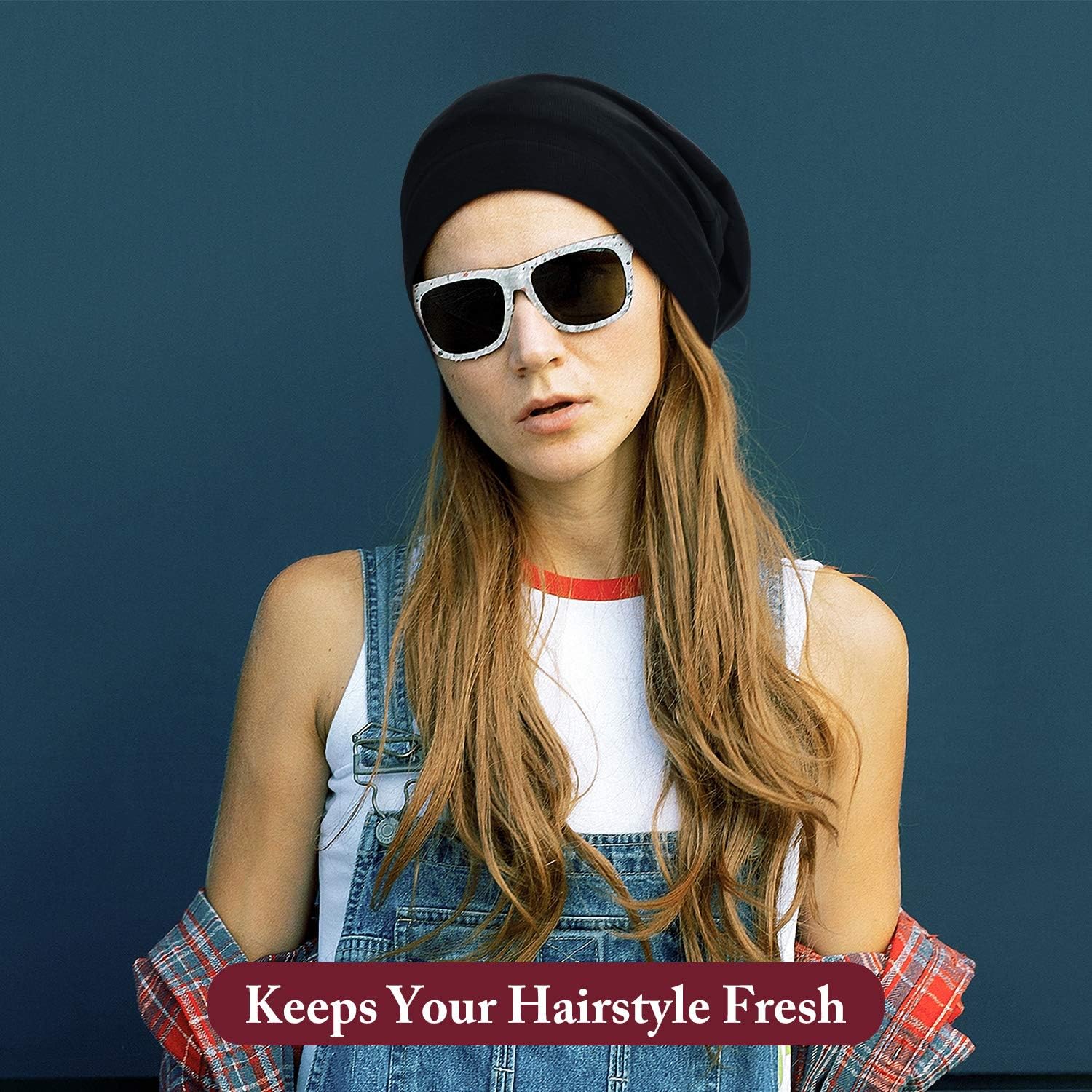6 Pieces Satin Lined Sleep Cap Slouchy Skull Beanie Hat Night Hair Cap Headwear Head Wrap for Curly Hair Women Girl - Image 6