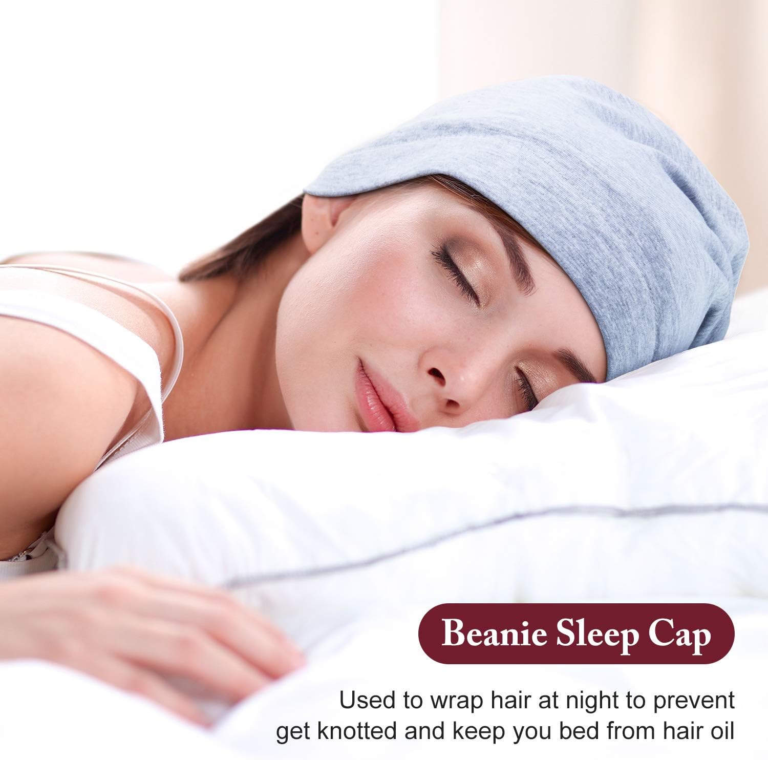 6 Pieces Satin Lined Sleep Cap Slouchy Skull Beanie Hat Night Hair Cap Headwear Head Wrap for Curly Hair Women Girl - Image 7