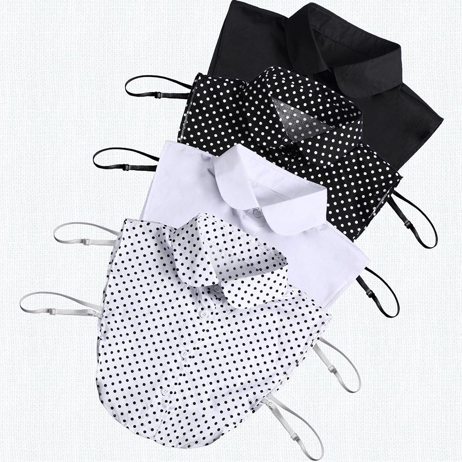 4 Pcs Fake Collar for Women Black and White Polka Detachable Dots Dickey Collar Half Shirt for Halloween Costume - Image 3