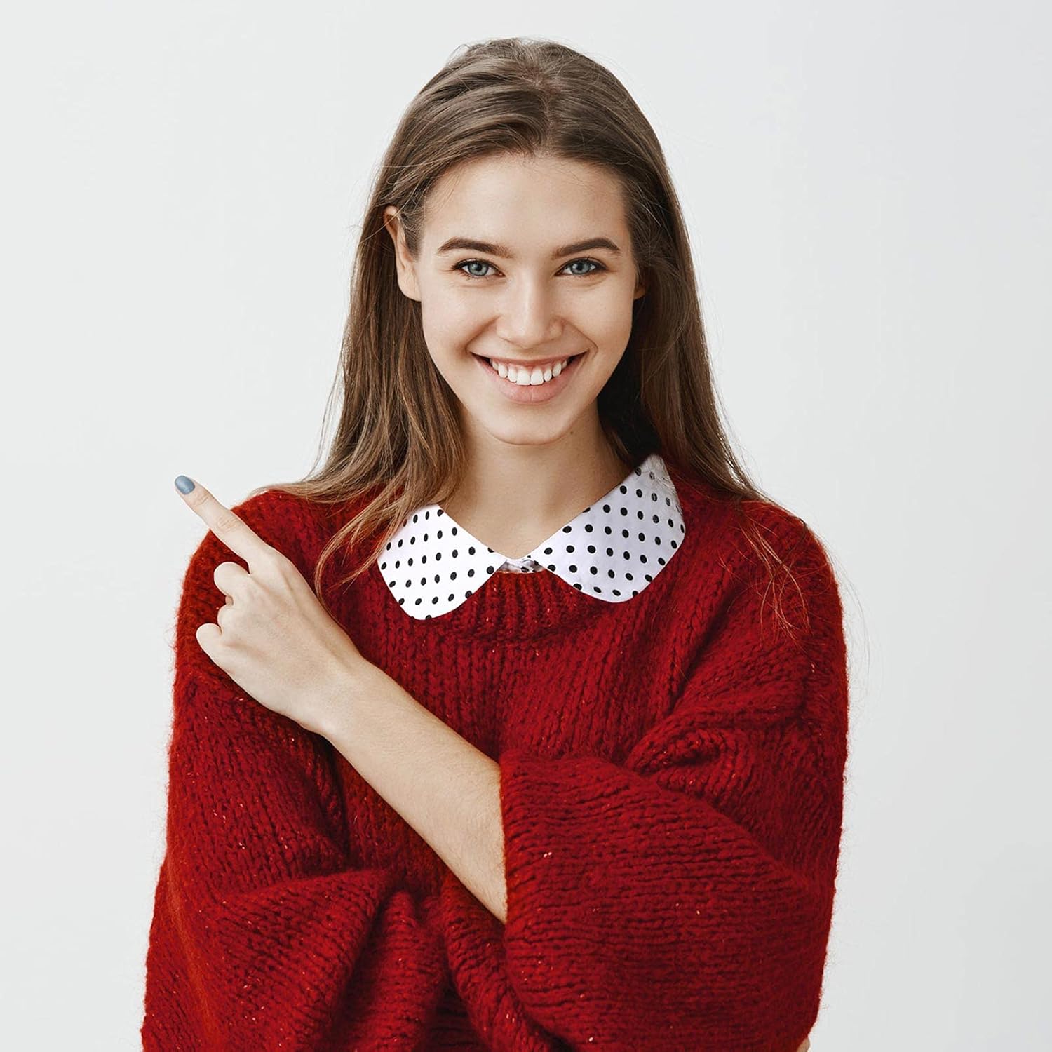 4 Pcs Fake Collar for Women Black and White Polka Detachable Dots Dickey Collar Half Shirt for Halloween Costume - Image 7