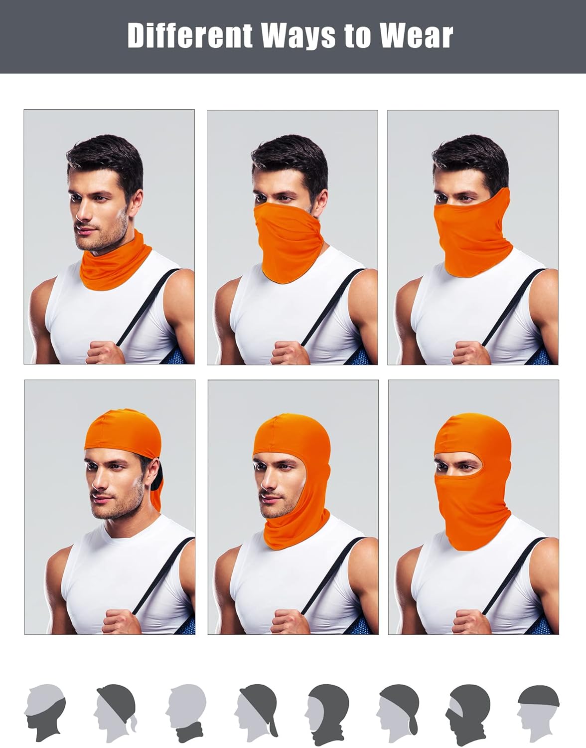 9 Pcs Ski Mask for Men Full Face Cover UV Sun Protection Cooling Balaclava Neck Gaiter Clothing Scarf Bandana - Image 3