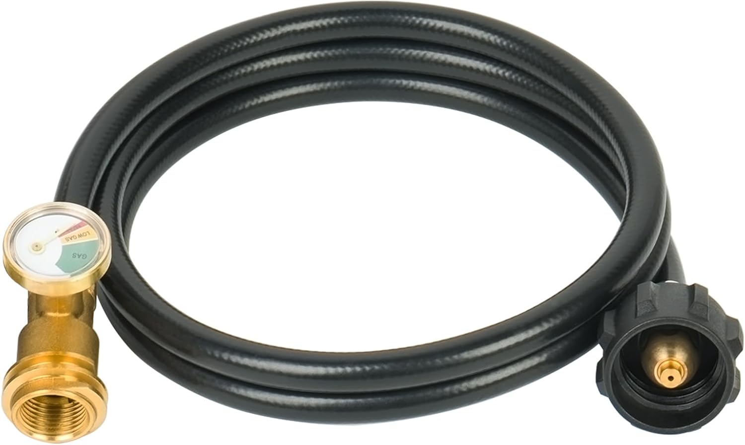 5FT Propane Extension Hose with Gauge, Propane Tank Extension Hose for RV, Gas Grill, Stove, Heater, Fire Pit and More - Image 1