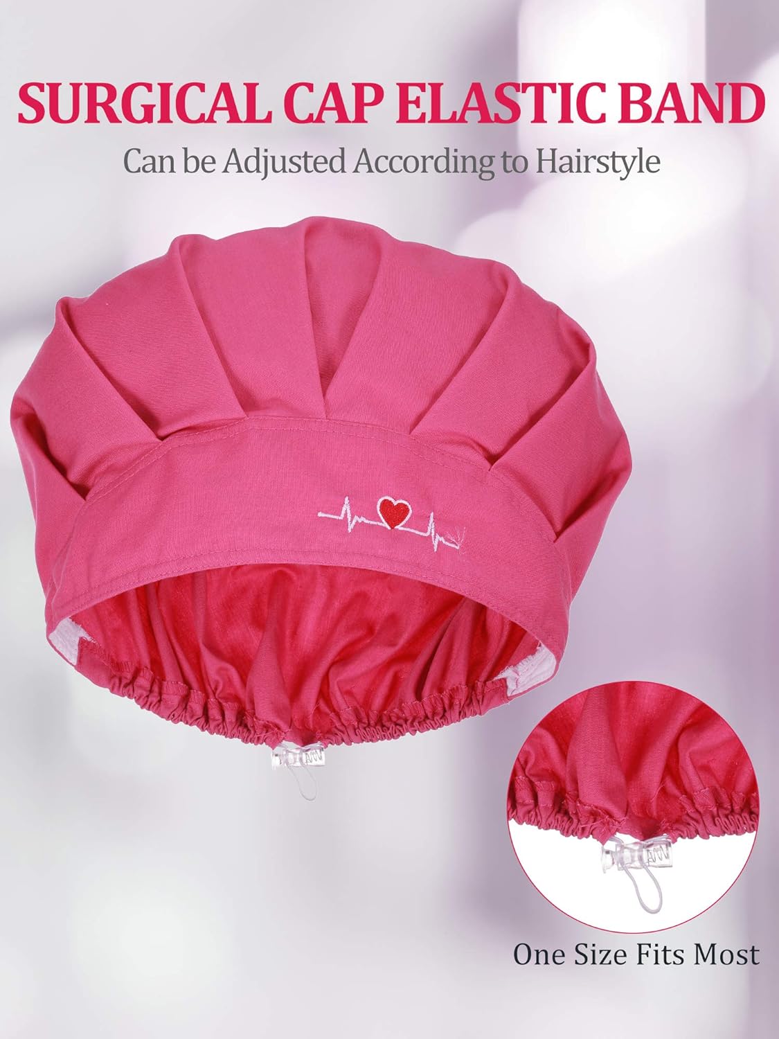 6 Pieces Bouffant Cap with Buttons Adjustable Elastic Head Wrap Covers with Sweatband for Women Men, One Size (Fresh Colors) - Image 4