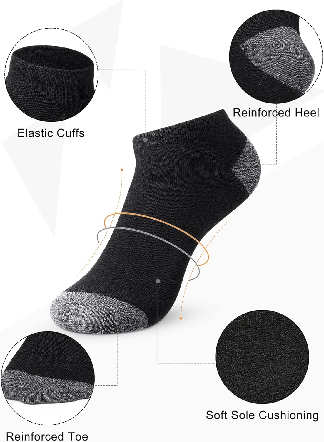 150 Pairs Men's Cushion Ankle Socks Breathable Casual Comfort Men Low Cut Sock for Sports Outdoor Running - Image 4