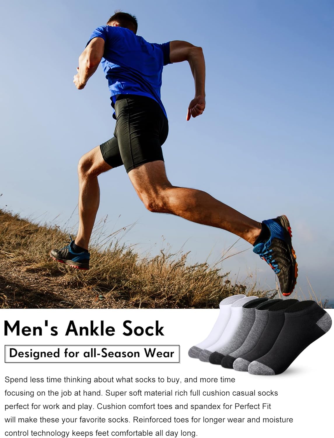 150 Pairs Men's Cushion Ankle Socks Breathable Casual Comfort Men Low Cut Sock for Sports Outdoor Running - Image 6