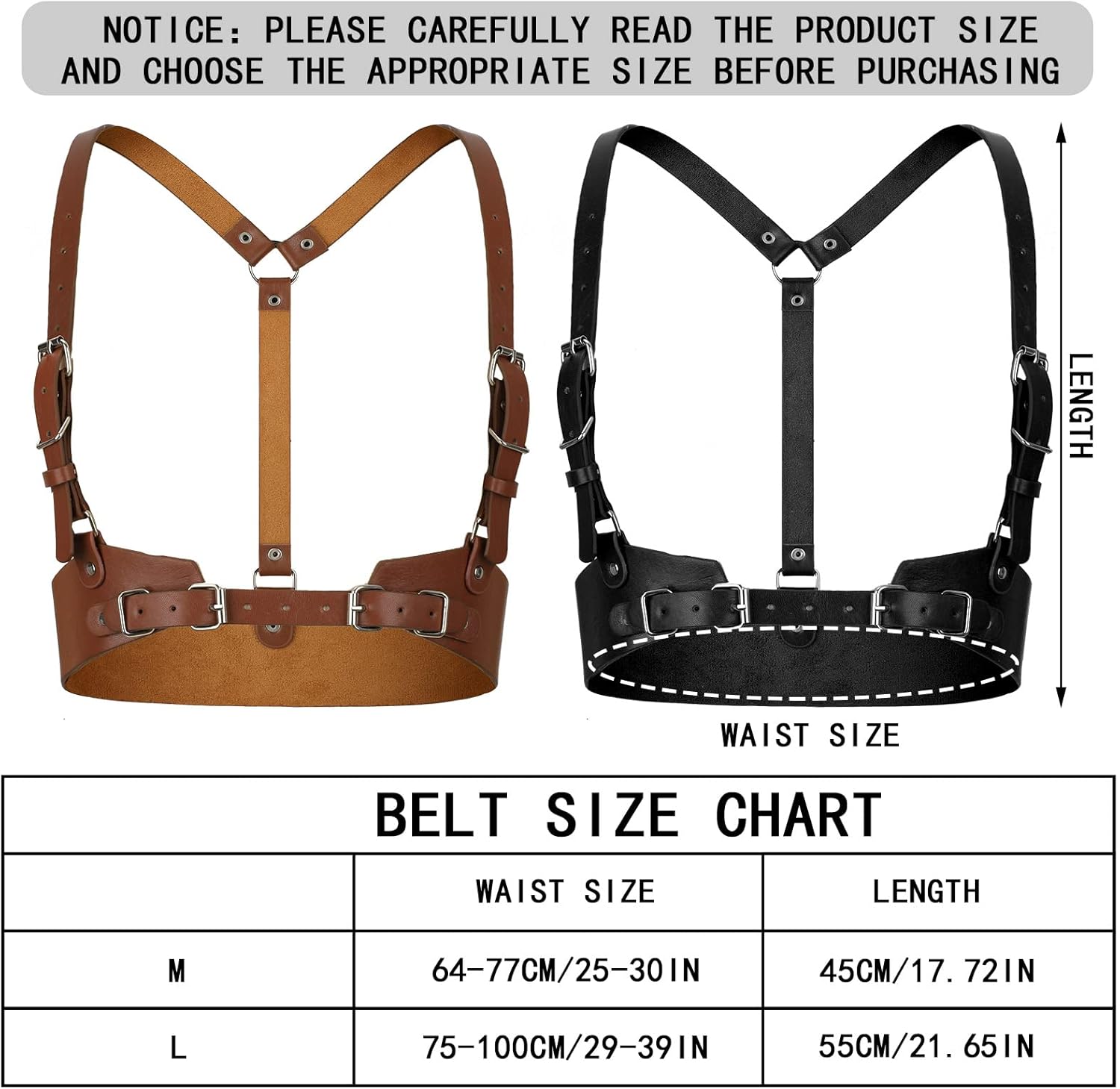 2 Pcs Women Leather Waist Belt Leather Harness for Women Fashion Body Chain Adjustable Waist Belt for Party Cosplay - Image 4