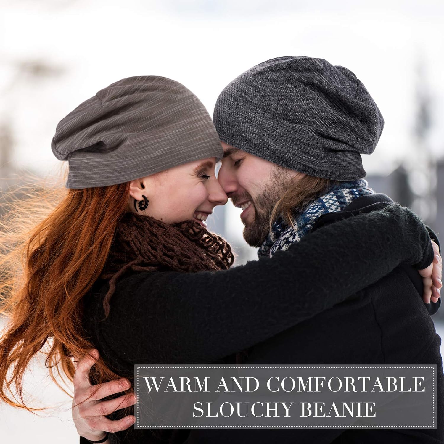 4 Pieces Slouchy Beanie Hat Sleeping Cap Baggy Skull Knit Sleeping Hat Headwear Head Wrap Cap for Men Women - Image 3