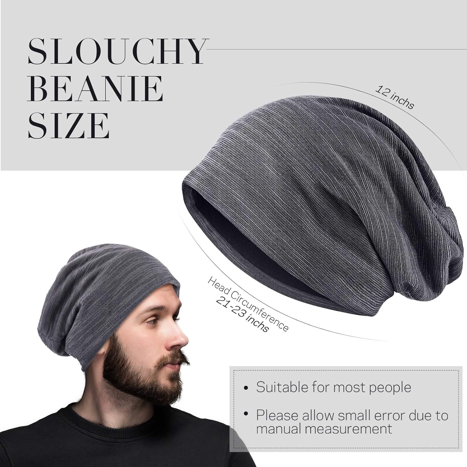 4 Pieces Slouchy Beanie Hat Sleeping Cap Baggy Skull Knit Sleeping Hat Headwear Head Wrap Cap for Men Women - Image 7