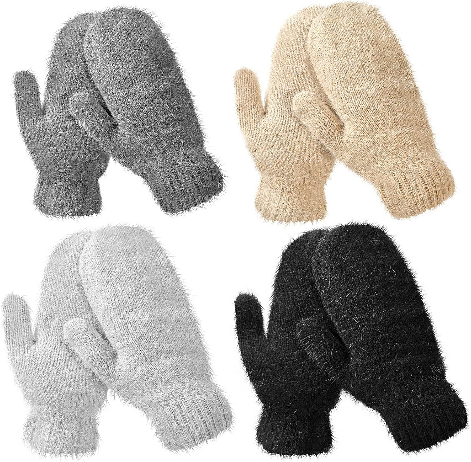 Women's Winter Mittens - Knitted Gloves, Warm Fleece & Double Wool - Image 1