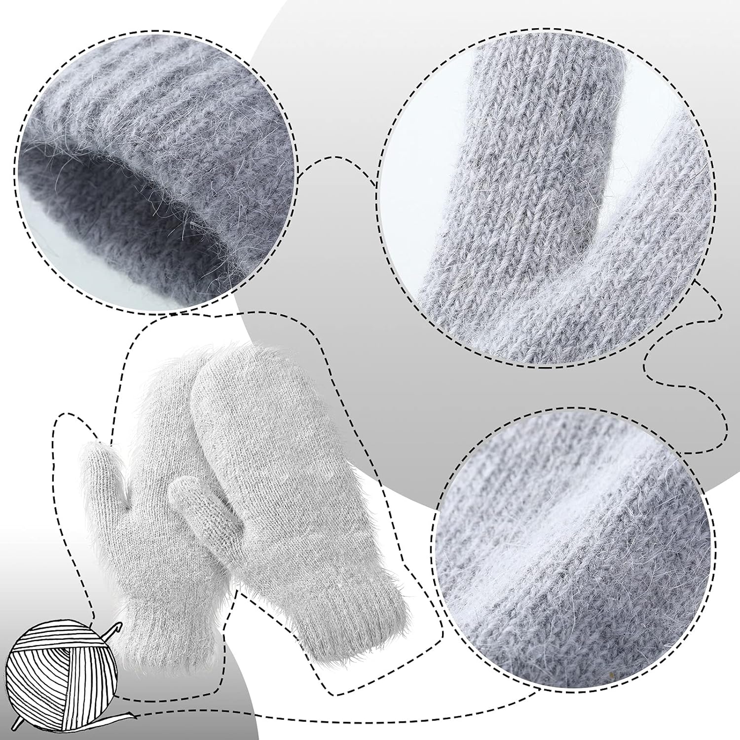 Women's Winter Mittens - Knitted Gloves, Warm Fleece & Double Wool - Image 4