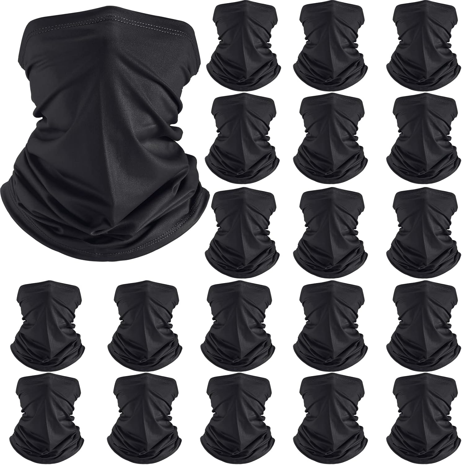 Neck Gaiter Mask Windproof Scarf UV Protection Balaclava Bandanas Breathable Outdoor for Men Women(20 Pieces,Black) - Image 1