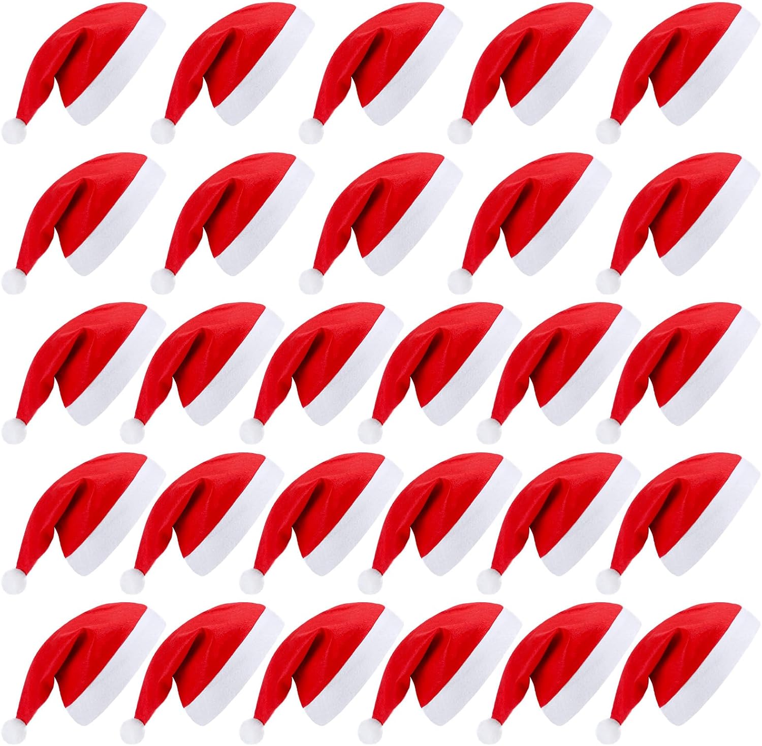 28 Pieces Christmas Red Santa Hat Xmas claus Santa plush Hat Non-woven Fabric costume hat for kids adult Christmas (12.6 x 15 Inch) - Image 1