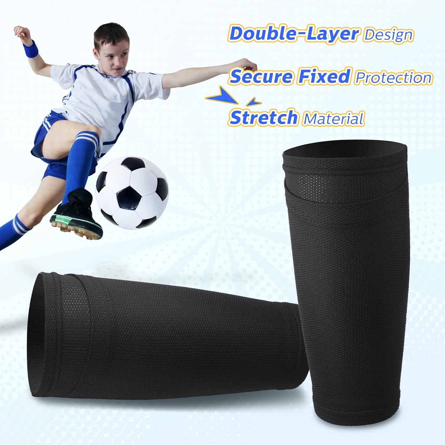 Soccer Shin Guards Sleeves 4 Pairs Flexible Soccer Shin Guard Leg Performance Support Polyester Soccer Shin Guard Sleeve Holder with Pocket for Soccer Sport - Image 3
