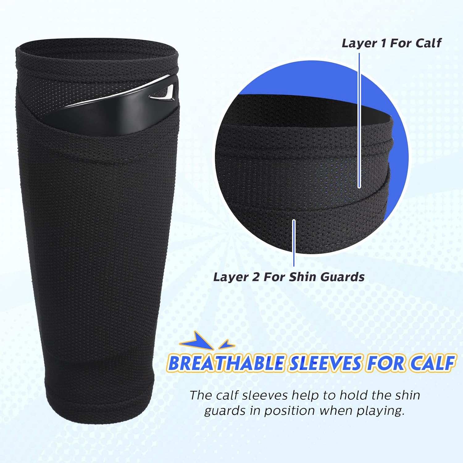 Soccer Shin Guards Sleeves 4 Pairs Flexible Soccer Shin Guard Leg Performance Support Polyester Soccer Shin Guard Sleeve Holder with Pocket for Soccer Sport - Image 4