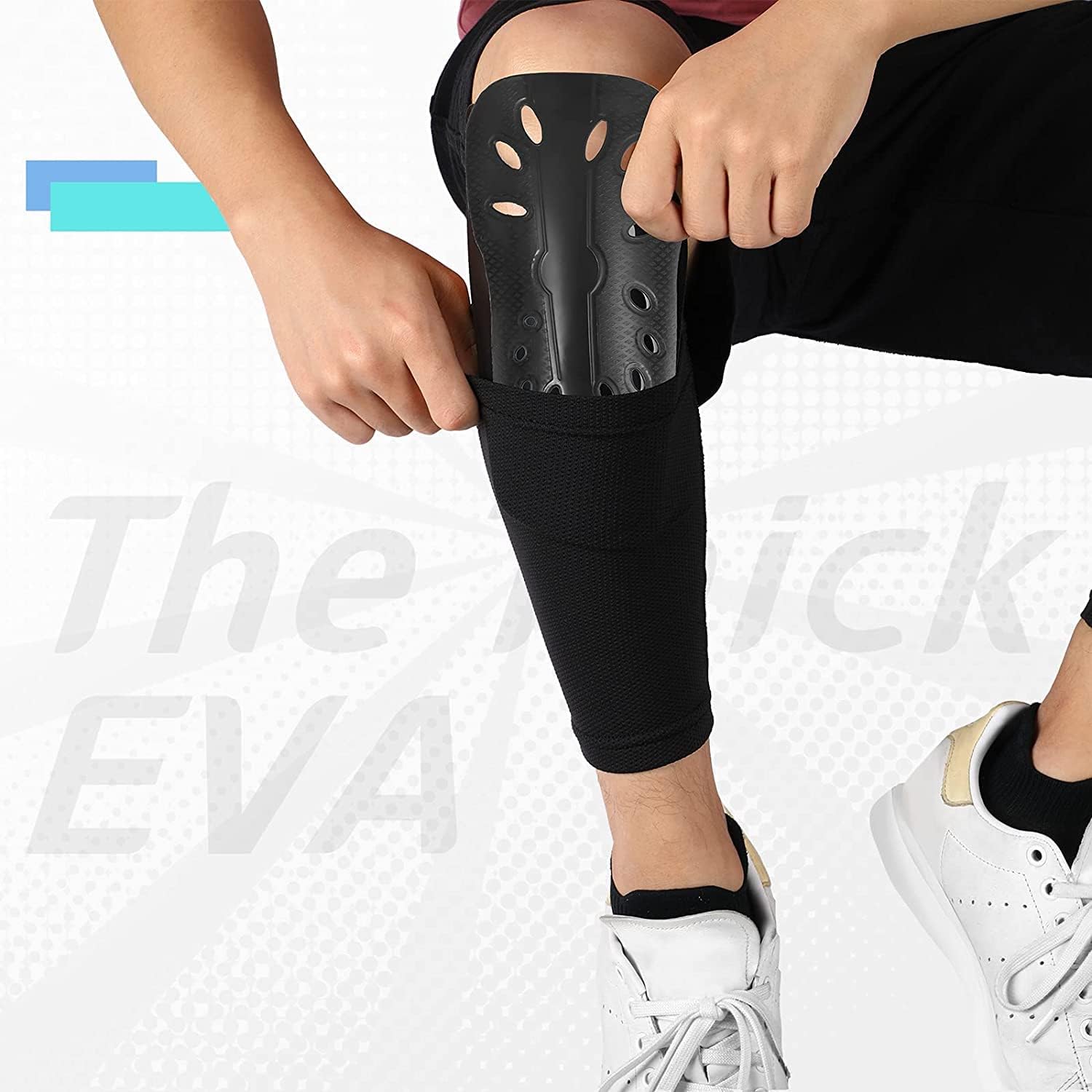 Soccer Shin Guards Sleeves 4 Pairs Flexible Soccer Shin Guard Leg Performance Support Polyester Soccer Shin Guard Sleeve Holder with Pocket for Soccer Sport - Image 5