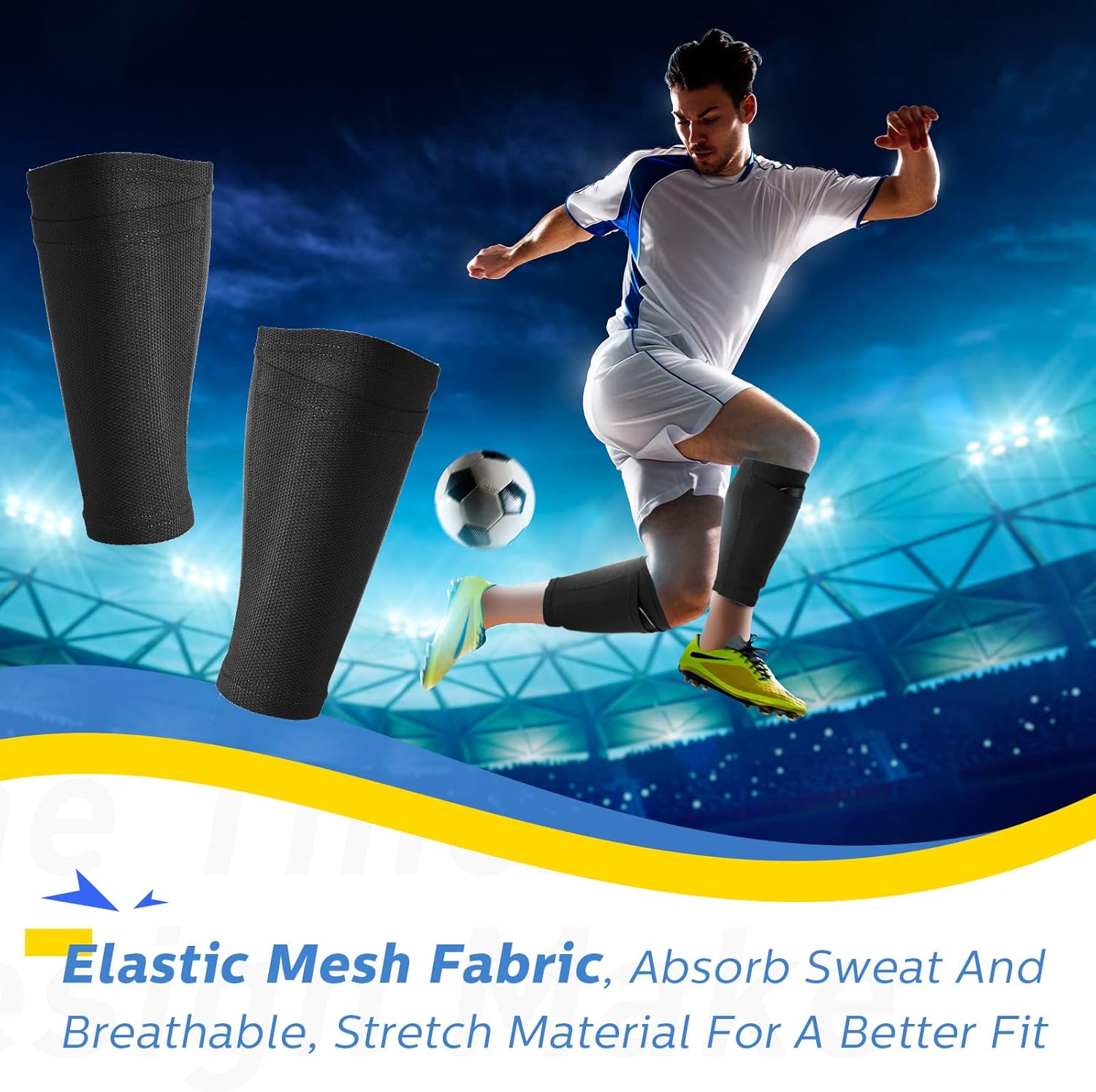 Soccer Shin Guards Sleeves 4 Pairs Flexible Soccer Shin Guard Leg Performance Support Polyester Soccer Shin Guard Sleeve Holder with Pocket for Soccer Sport - Image 6