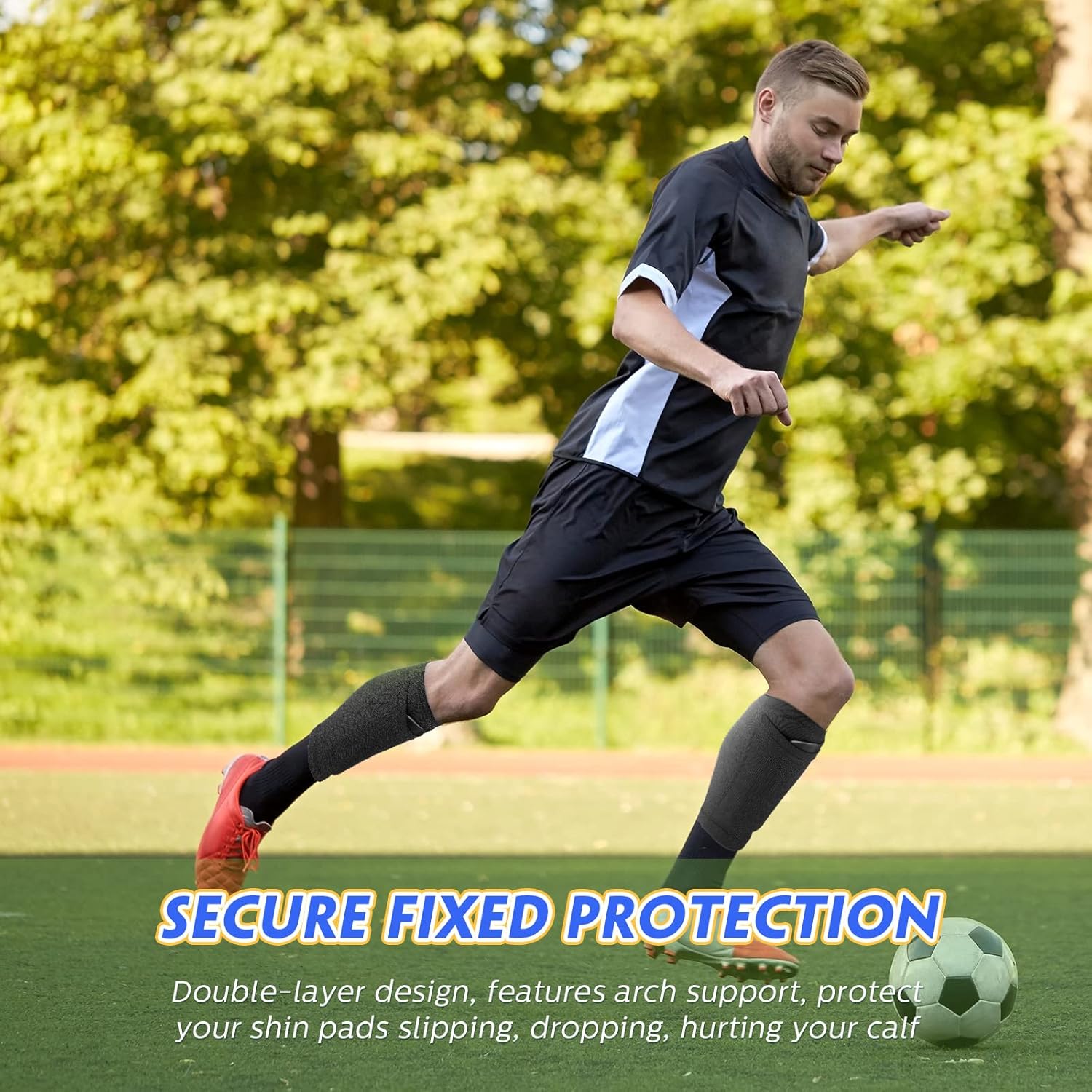 Soccer Shin Guards Sleeves 4 Pairs Flexible Soccer Shin Guard Leg Performance Support Polyester Soccer Shin Guard Sleeve Holder with Pocket for Soccer Sport - Image 7