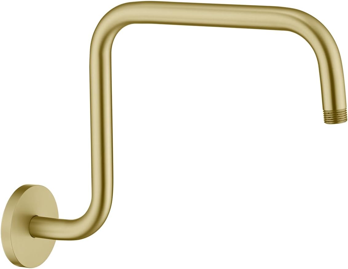 Shower Head Riser Pipe,Goose Neck Shower Arm 13 Inch Shower Head Extension Arm with Flange,Standard 1/2