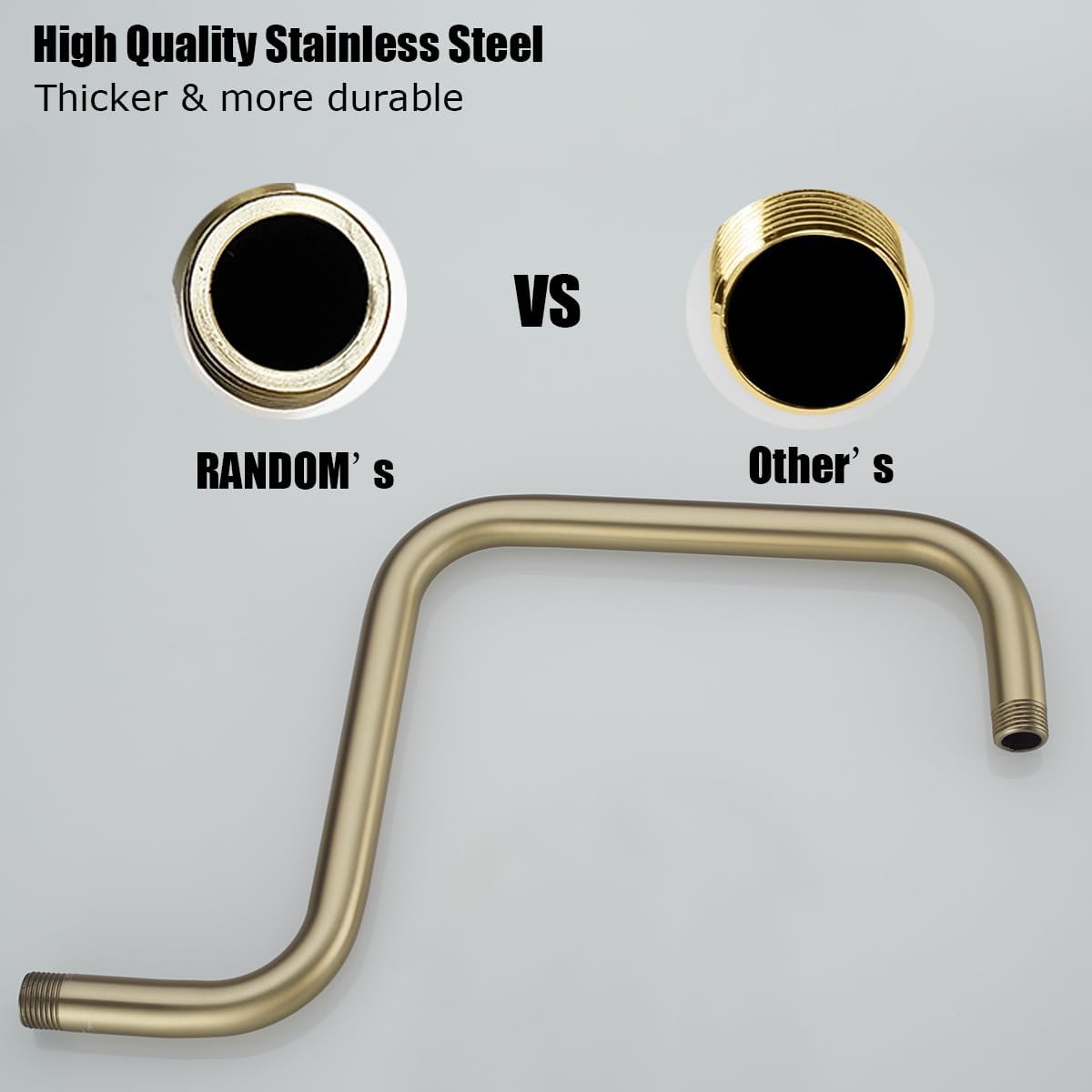Shower Head Riser Pipe,Goose Neck Shower Arm 13 Inch Shower Head Extension Arm with Flange,Standard 1/2