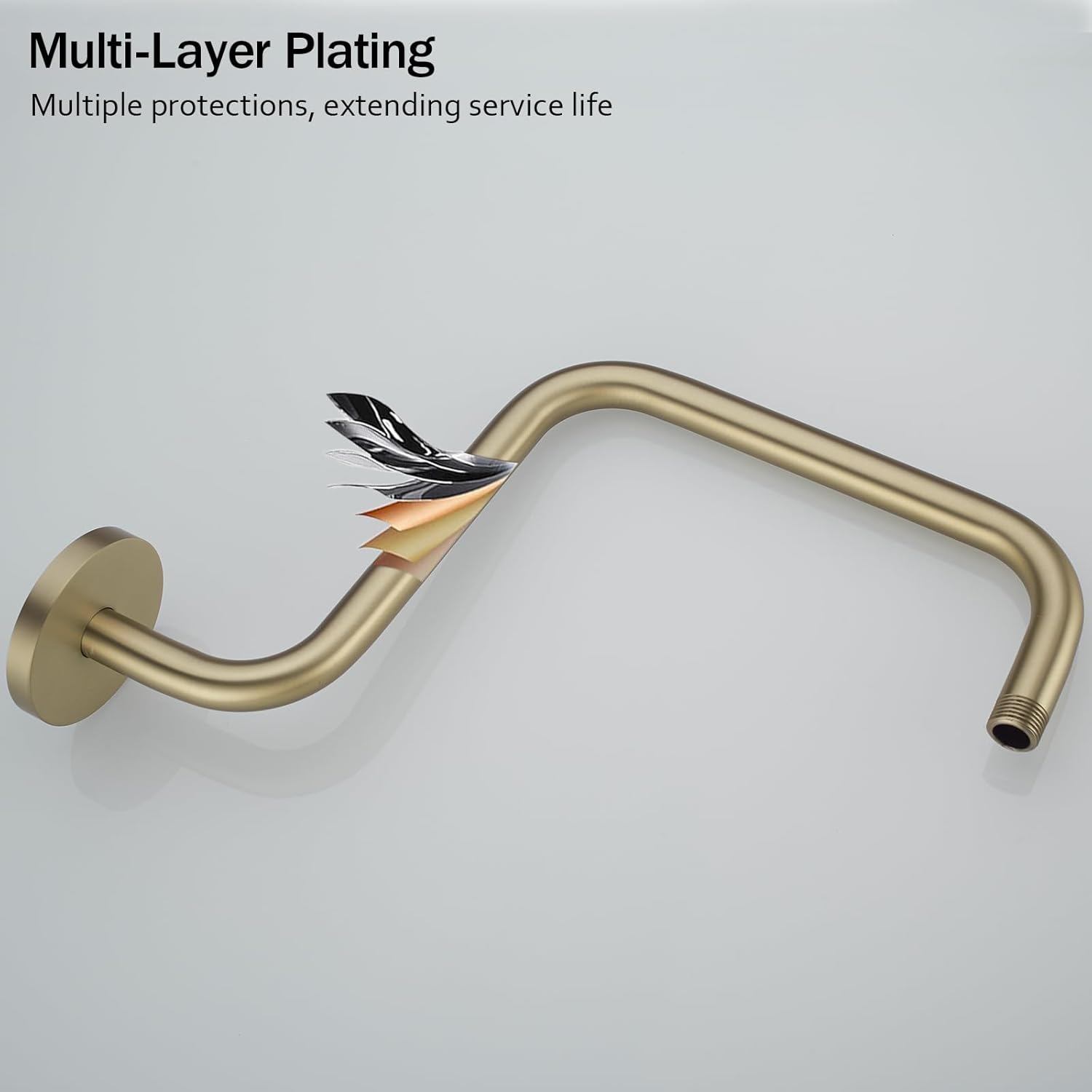 Shower Head Riser Pipe,Goose Neck Shower Arm 13 Inch Shower Head Extension Arm with Flange,Standard 1/2