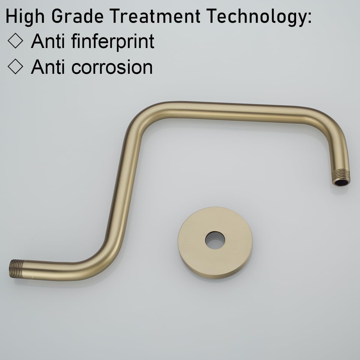 Shower Head Riser Pipe,Goose Neck Shower Arm 13 Inch Shower Head Extension Arm with Flange,Standard 1/2