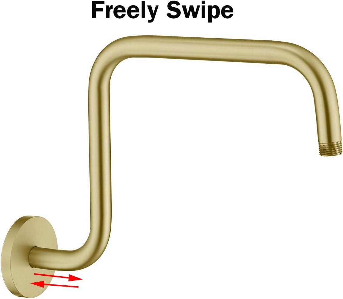Shower Head Riser Pipe,Goose Neck Shower Arm 13 Inch Shower Head Extension Arm with Flange,Standard 1/2