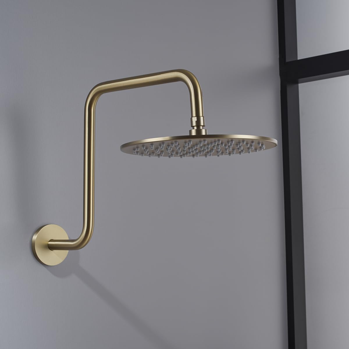 Shower Head Riser Pipe,Goose Neck Shower Arm 13 Inch Shower Head Extension Arm with Flange,Standard 1/2
