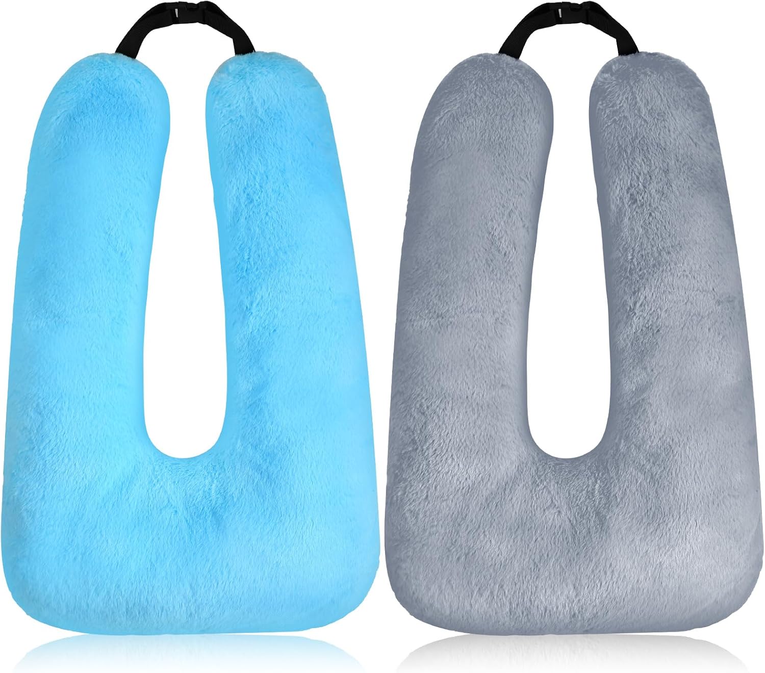 2 Pcs Car Travel Pillow for the Back Seat 28 x 18 in Sleeping Reading Pillows for Long Distance Travel Car Cushion for Kids Adults Head and Body Support U Shaped Pad for Travel(Gray, Blue) - Image 1