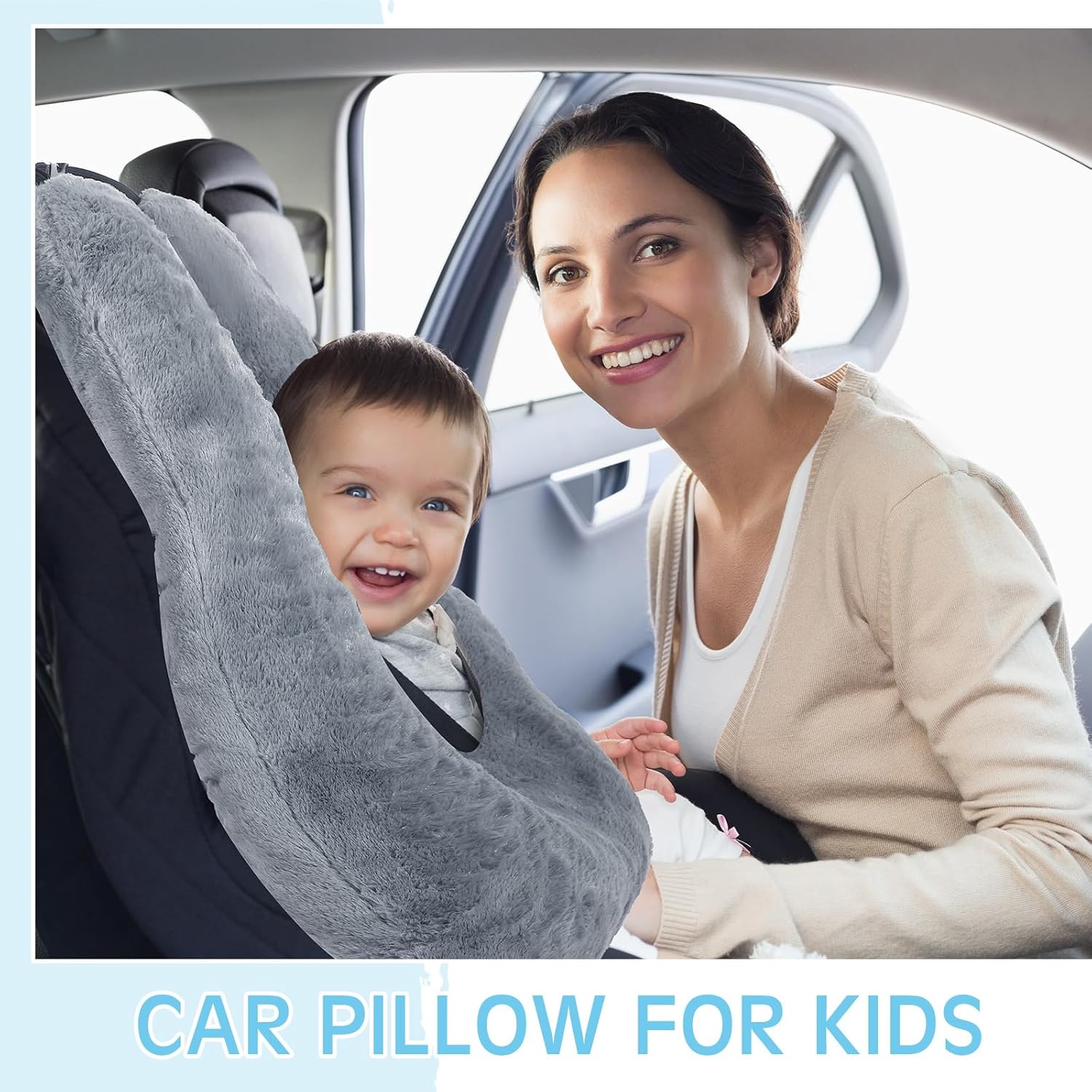 2 Pcs Car Travel Pillow for the Back Seat 28 x 18 in Sleeping Reading Pillows for Long Distance Travel Car Cushion for Kids Adults Head and Body Support U Shaped Pad for Travel(Gray, Blue) - Image 5