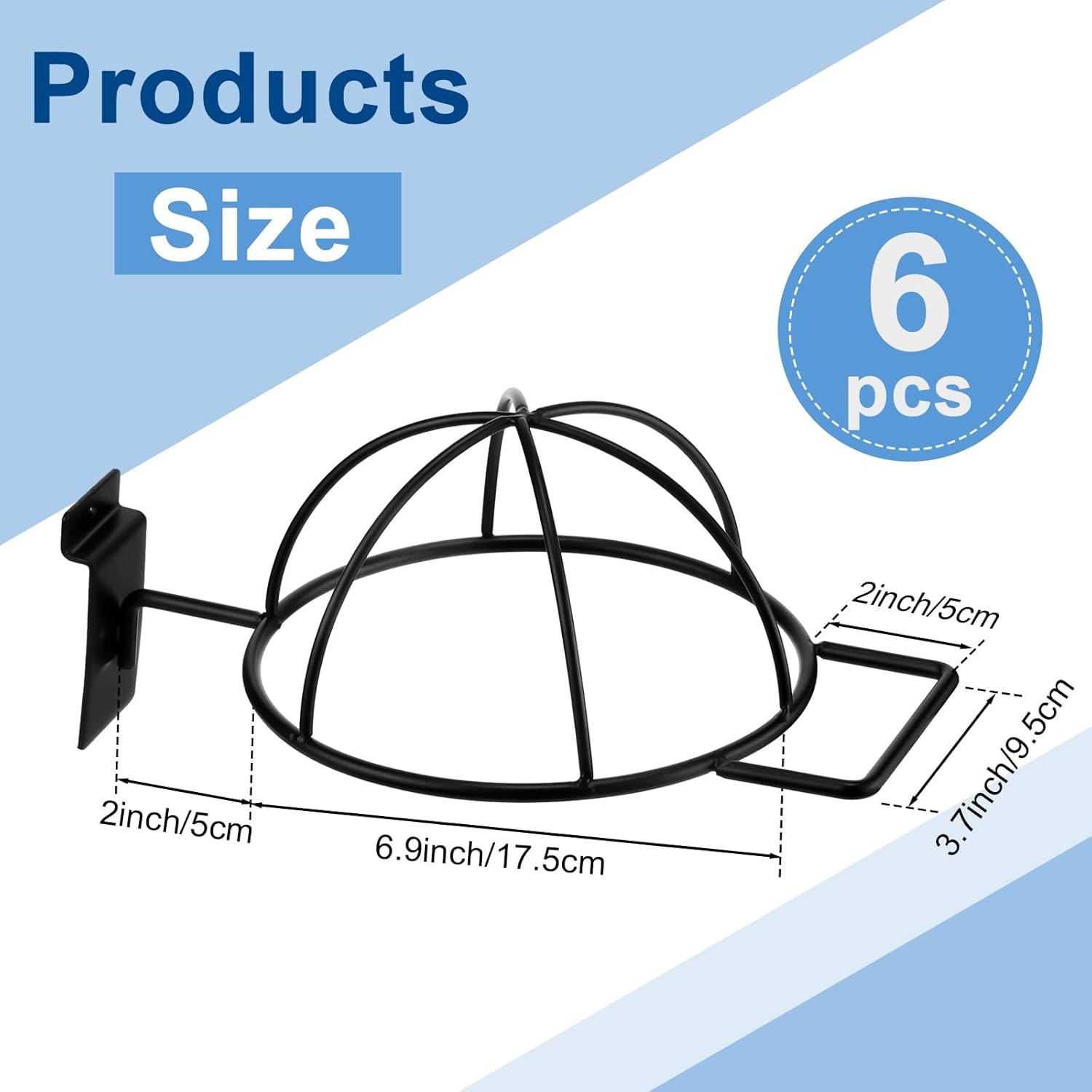 6 Pcs Slat Wall Hat Display Wire Headwear Rack Slatwall Accessories Metal Retail Display Racks for Baseball Hats Beanies Wigs Organization, Home, Retail Store, Warehouse(Black) - Image 3
