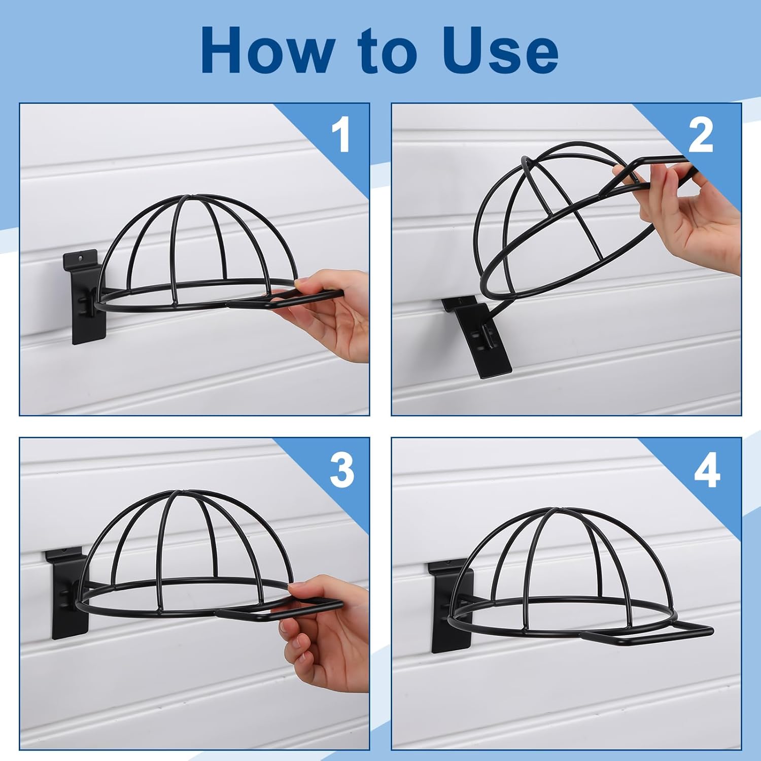 6 Pcs Slat Wall Hat Display Wire Headwear Rack Slatwall Accessories Metal Retail Display Racks for Baseball Hats Beanies Wigs Organization, Home, Retail Store, Warehouse(Black) - Image 6