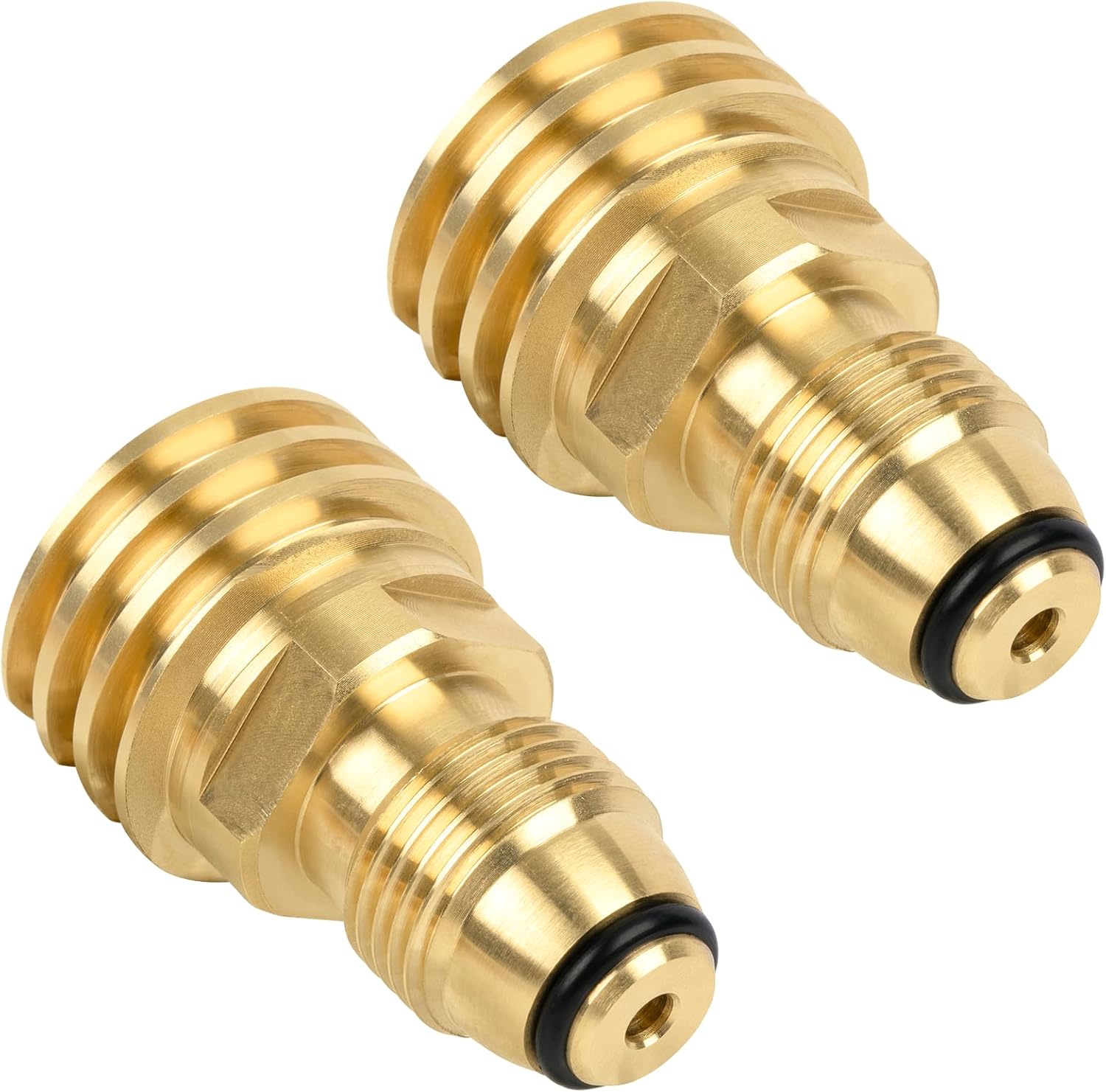 POL to QCC1 Propane Tank Adapter - Old to New, 100 lb LP Tank Valve to Type-1 Fitting, Solid Brass, 2 Pack - Image 1