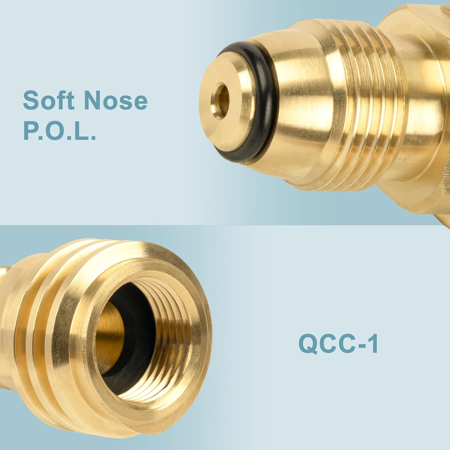 POL to QCC1 Propane Tank Adapter - Old to New, 100 lb LP Tank Valve to Type-1 Fitting, Solid Brass, 2 Pack - Image 2