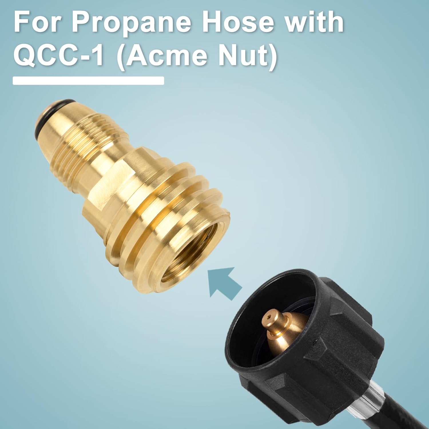 POL to QCC1 Propane Tank Adapter - Old to New, 100 lb LP Tank Valve to Type-1 Fitting, Solid Brass, 2 Pack - Image 3