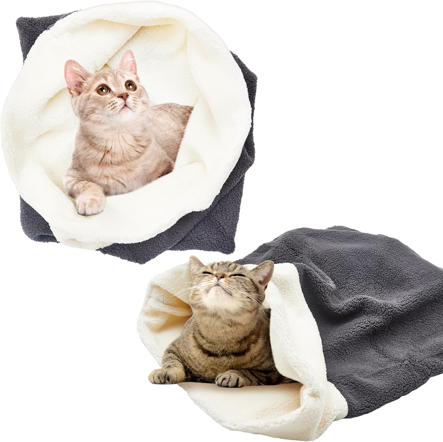 2 Pcs Cat Bed Cave Cat Sleeping Bag Kitten Bed Sack pet Cave Warming Pad Sack PET Mat for Kitten Puppy Small Dogs, 24 x 22 Inch - Image 1