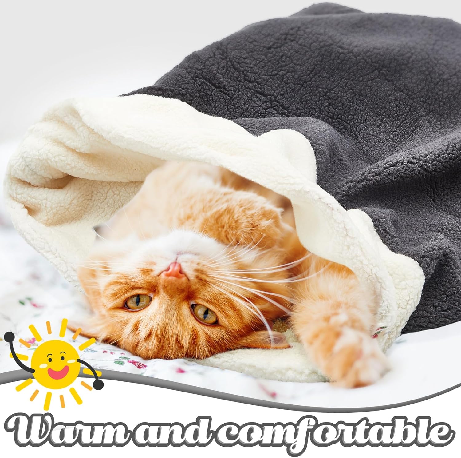 2 Pcs Cat Bed Cave Cat Sleeping Bag Kitten Bed Sack pet Cave Warming Pad Sack PET Mat for Kitten Puppy Small Dogs, 24 x 22 Inch - Image 2