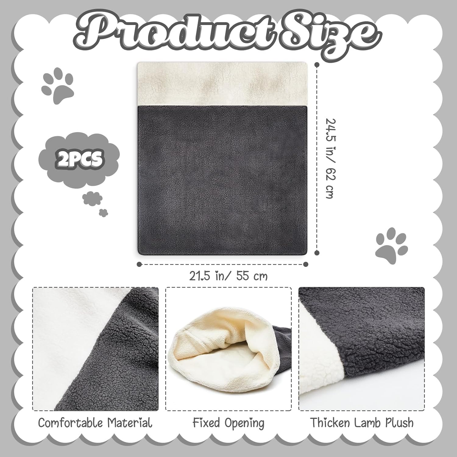 2 Pcs Cat Bed Cave Cat Sleeping Bag Kitten Bed Sack pet Cave Warming Pad Sack PET Mat for Kitten Puppy Small Dogs, 24 x 22 Inch - Image 3